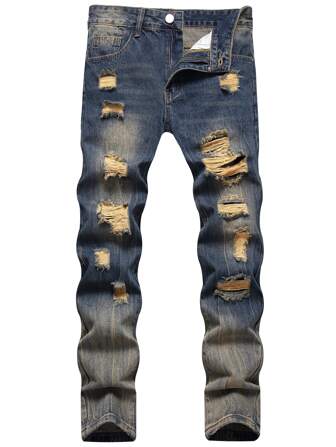 Herren Jeans mit Rissen und schrägen Taschen