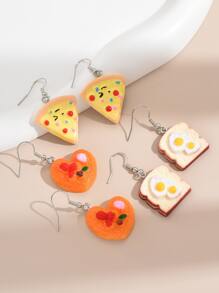 3雙麵包和比薩餅耳墜
