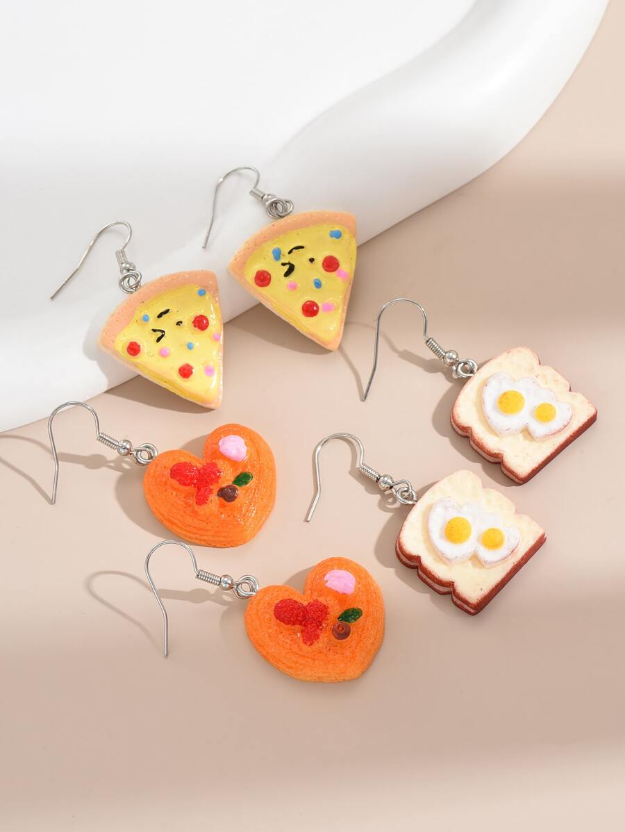 3雙麵包和比薩餅耳墜