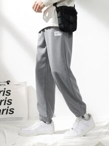 男士貼布細節長褲 - 淺灰色 - 查看 5