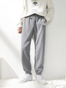 男士貼布細節長褲 - 淺灰色 - 查看 6