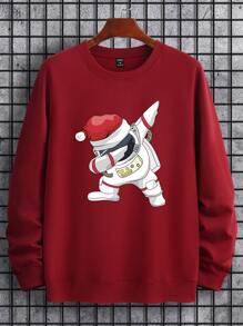 Manfinity Men Christmas Print Sweatshirt - Burgundy - View 1