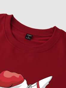 Manfinity Men Christmas Print Sweatshirt - Burgundy - View 4