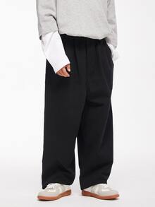 Pantalones de carga holgados para niños preadolescentes para uso diario, primavera y otoño - Negro - Ver 5