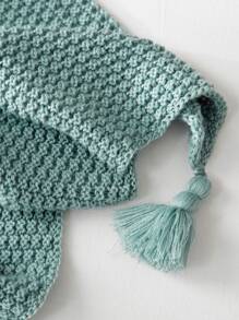 1pc Tassel Detail Throw Blanket - Green - View 4