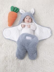 Baby Cartoon Ear Design Blanket - Blue - View 1