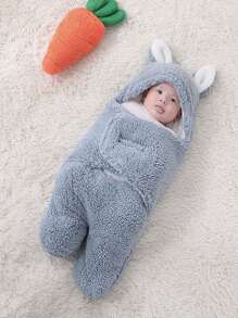 Baby Cartoon Ear Design Blanket - Blue - View 2