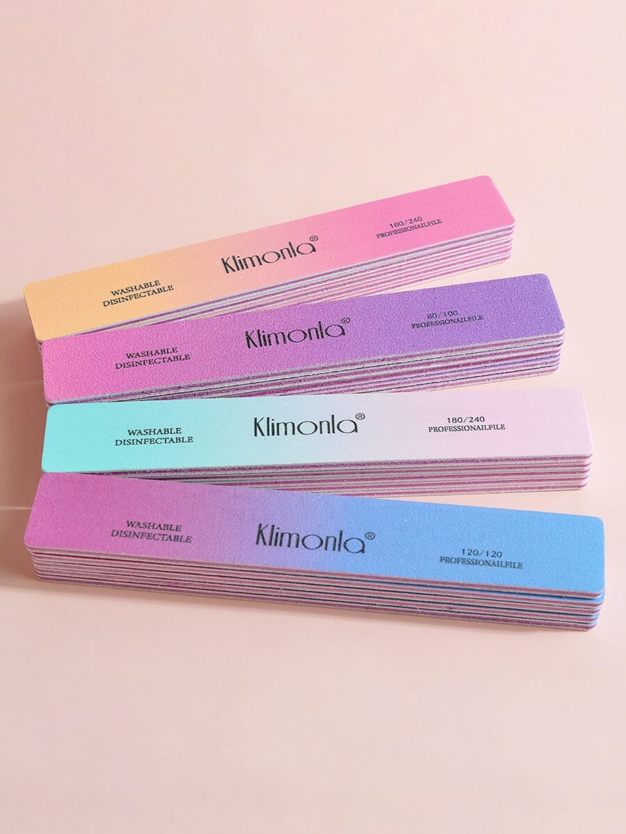 klimonla 4入組指甲銼，可水洗雙面雙面指甲銼金剛砂板漸變美甲修腳工具和指甲緩衝銼，適合家庭和沙龍使用（混合砂礫） - 彩色 - 查看 1