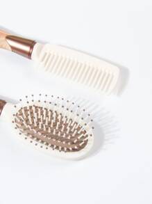 木纹手柄干湿两用造型梳套装/套件 2 件塑料 Cottage-Core 烫金椭圆形 Com 便携式水转印桨刷顺发梳旅行礼物、发刷/发梳、发刷、梳子、美发工具、理发沙龙美发产品和配件美容旅行必需品、返校、旅行度假必需品、女士发饰、刷子、发刷、边缘刷、刷头发、发梳、梳头发、顺发刷、球刷、迷你发刷、发刷套装、木梳、发刷、刷子、梳子、光滑后刷、发刷、边缘刷、刷头发、发梳、发刷套装、梳头发、迷你发刷、顺发刷、发刷、美发产品、美发工具、美发用品、护发、卷发刷、理发师、理发配件、美发设备、旅行必需品、发型、美发 - 米色 - 查看 3