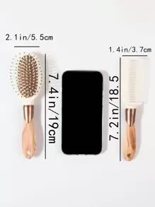 木纹手柄干湿两用造型梳套装/套件 2 件塑料 Cottage-Core 烫金椭圆形 Com 便携式水转印桨刷顺发梳旅行礼物、发刷/发梳、发刷、梳子、美发工具、理发沙龙美发产品和配件美容旅行必需品、返校、旅行度假必需品、女士发饰、刷子、发刷、边缘刷、刷头发、发梳、梳头发、顺发刷、球刷、迷你发刷、发刷套装、木梳、发刷、刷子、梳子、光滑后刷、发刷、边缘刷、刷头发、发梳、发刷套装、梳头发、迷你发刷、顺发刷、发刷、美发产品、美发工具、美发用品、护发、卷发刷、理发师、理发配件、美发设备、旅行必需品、发型、美发 - 米色 - 查看 4