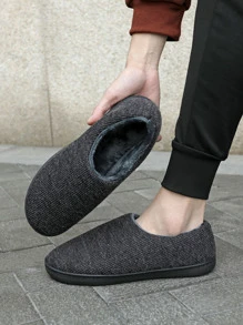 Men Thermal Lined Bedroom Slippers - Black - View 6