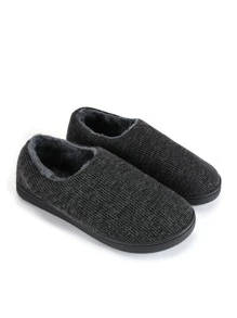Men Thermal Lined Bedroom Slippers - Black - View 7