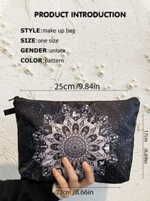 1 個黑色 12 星座大尺寸化妝包手持儲物袋，深色便攜式化妝包女士化妝包儲物盒 - 黑與白 - 查看 5