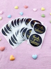 50 miếng Slogan Graphic Gift Sticker - màu đen - Xem 1