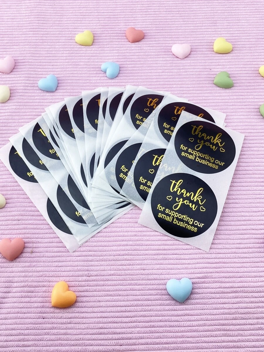 50 miếng Slogan Graphic Gift Sticker - màu đen - Xem 1