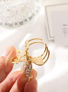 Rhinestone Decor Butterfly Shaped Hair Claw Street - Gold - View 3