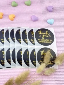 50 miếng Slogan Graphic Gift Sticker - màu đen - Xem 4