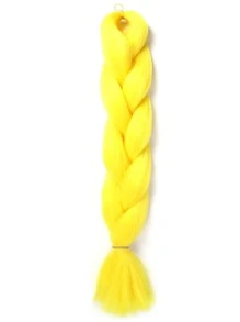 1 pieza amarillo flúor largo sintético pelo trenzado - Dorado - Ver 2