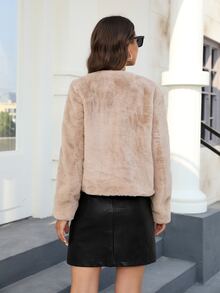 RELISH NOLESS Women's Short Faux Fur Jacket, Casual Fashionable Luxury Coat For Autumn/Winter
