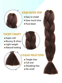 自然長款合成髮辮 - 咖啡棕 - 查看 3