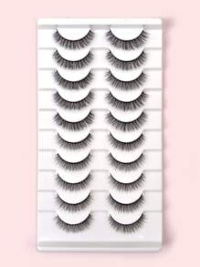 Homaylash 10pairs Full False Lashes Volumized 9-11mm Natural Long Separated False Eyelashes Strip Lashes,Lashes,Eyelashes,Fake Lashes - Black - View 1