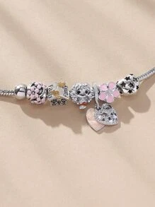Heart Charm Bracelet Valentines,Mom,Mother,Mother's Day,Gift - Silver - View 4