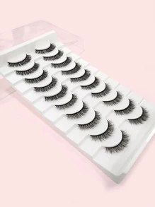 Homaylash 10pairs Full False Lashes Volumized 9-11mm Natural Long Separated False Eyelashes Strip Lashes,Lashes,Eyelashes,Fake Lashes - Black - View 2