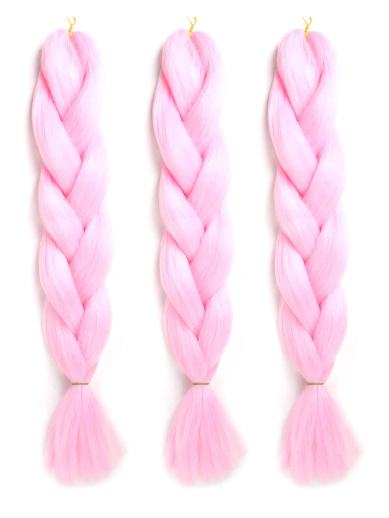3 piezas largo Trenza de pelo sintético Conjunto - Rosa Pálido - Ver 1