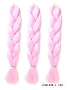 3 piezas largo Trenza de pelo sintético Conjunto - Rosa Pálido - Ver 2