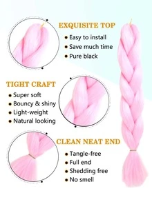 3 piezas largo Trenza de pelo sintético Conjunto - Rosa Pálido - Ver 3