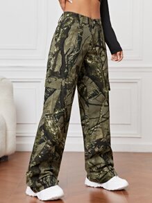 植物圖案男友牛仔褲 - 彩色 - 查看 4