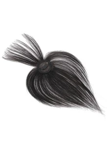 Virgin Human Hair Topper Natural Black Top Hairpiece Air Bangs Straight Toppers With Bangs Top Hairpiece For Women - Natural Black - View 3