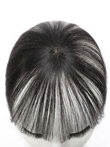 Virgin Human Hair Topper Natural Black Top Hairpiece Air Bangs Straight Toppers With Bangs Top Hairpiece For Women - Natural Black - View 5