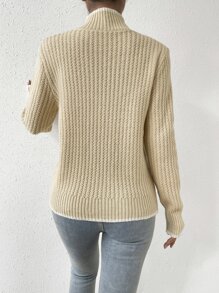Jersey de cuello cisne tejido de canalé - Albaricoque - Ver 2