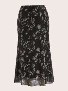 SHEIN ICON Váy nữ Tương phản Mesh Cà vạt nhuộm Loại bướm Thanh lịch - màu đen - Xem 2