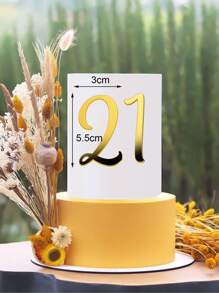 10入組數字設計蛋糕裝飾用品 - 金色 - 查看 3
