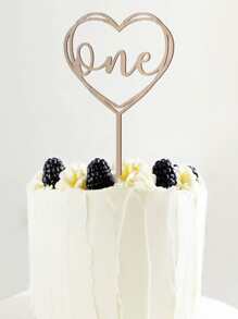 1 pieza Decoración de pastel con corazón & con diseño de letra - Caqui - Ver 1