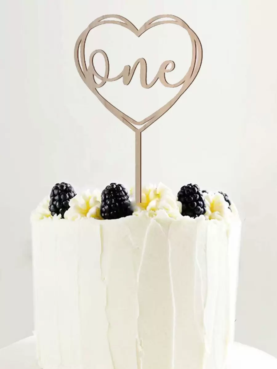 1 pieza Decoración de pastel con corazón & con diseño de letra - Caqui - Ver 1