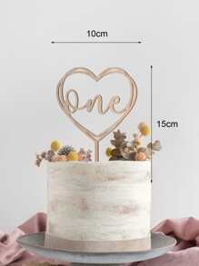 1 pieza Decoración de pastel con corazón & con diseño de letra - Caqui - Ver 3