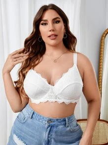 Sujetador con encaje floral con aro - Blanco - Ver 1