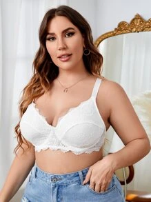 Sujetador con encaje floral con aro - Blanco - Ver 3