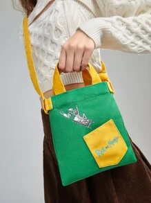 Rick and Morty | ROMWE Christmas Mini Letter & Figure Graphic Square Bag - Green - View 3