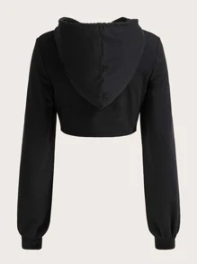 SHEIN Coolane Chinese Dragon Graphic Cut Out Drawstring Hoodie - Black - View 2