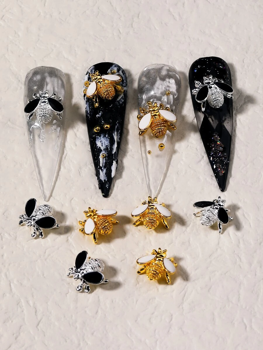 10入組蜜蜂設計美甲飾品 - 彩色 - 查看 1