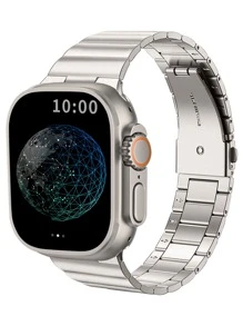 Dây đeo bằng thép không gỉ 1 mảnh tương thích với Apple Watch - Bạc - Xem 1