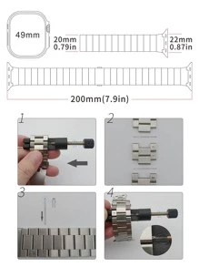 Dây đeo bằng thép không gỉ 1 mảnh tương thích với Apple Watch - Bạc - Xem 3