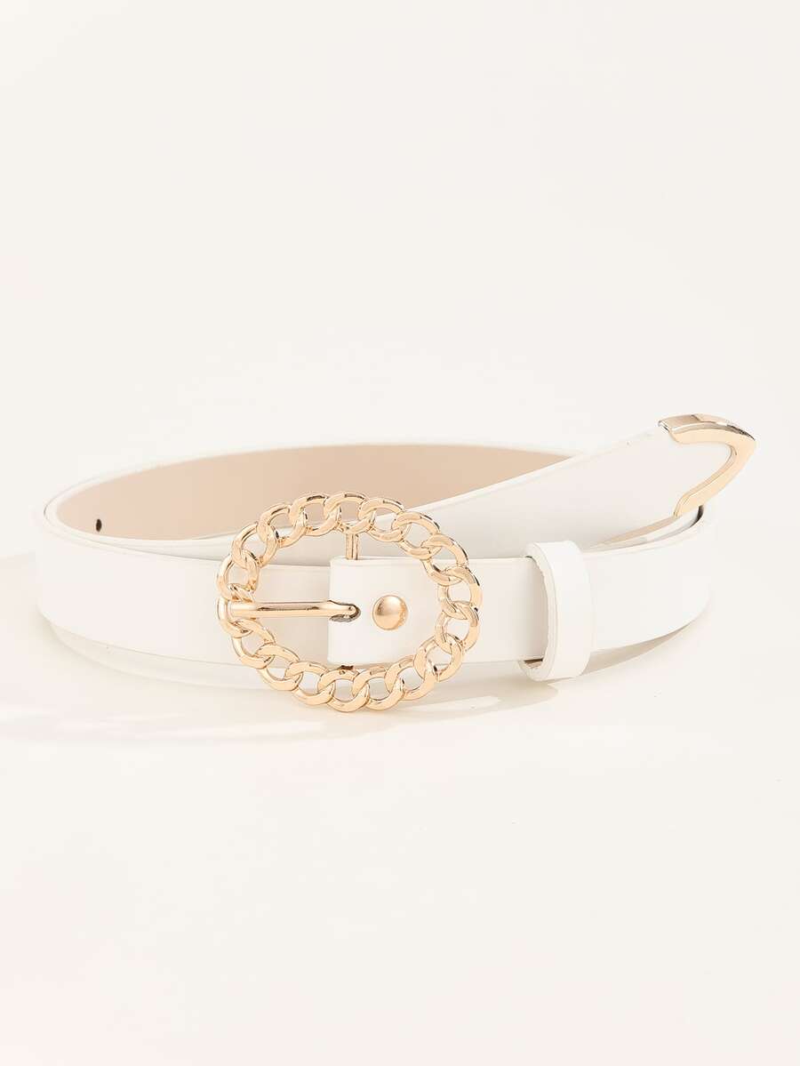 Cinturón con hebilla metálica - Blanco - Ver 1