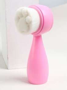 Manual Facial Cleansing Brush, 1pc Double Side Skin Care Facial Cleaning Brush With Cat Claw Bristles, Silicone Facial Scrubber Manual Dual Face Wash Brush For Deep Pore Exfoliation Makeup Massaging - Pink - View 2