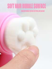 Manual Facial Cleansing Brush, 1pc Double Side Skin Care Facial Cleaning Brush With Cat Claw Bristles, Silicone Facial Scrubber Manual Dual Face Wash Brush For Deep Pore Exfoliation Makeup Massaging - Pink - View 3