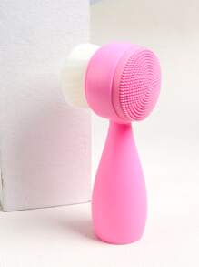 Manual Facial Cleansing Brush, 1pc Double Side Skin Care Facial Cleaning Brush With Cat Claw Bristles, Silicone Facial Scrubber Manual Dual Face Wash Brush For Deep Pore Exfoliation Makeup Massaging - Pink - View 4